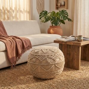 Pouf decorativo BODRUM bianco