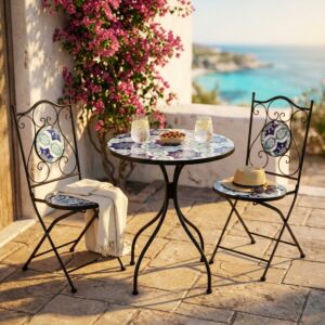 Set da giardino MORS – 2 sedie e tavolo rotondo Ø 60