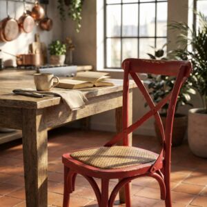 Sedia da pranzo in legno CROSS rossa