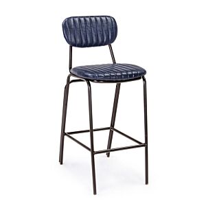 BIZZOTTO Sgabello bar DEBBIE – similpelle blu e struttura in acciaio