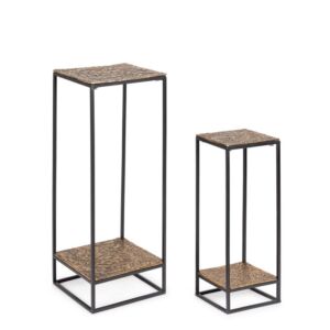 BIZZOTTO set 2 tavolini decorativi MYSORE oro basso
