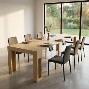 Consolle tavolo allungabile DARIUS – naturale effetto legno | Mobalia 45/96/147/198/249/300 X 90