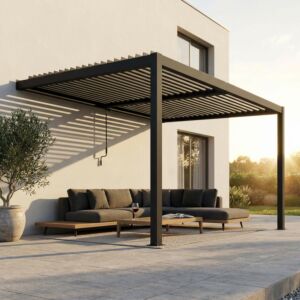 Pergola bioclimatica 4 × 2,5 m addossata DGRE