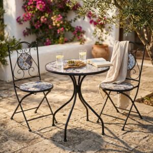 Set da giardino BACCO – 2 sedie e tavolo rotondo Ø 60
