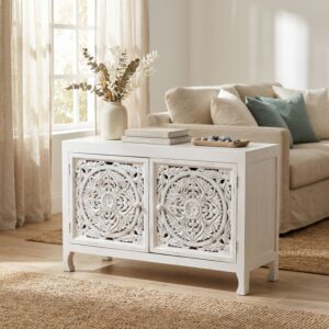 Credenza HOLDEN bianca legno mango