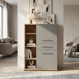 11011465 VETRINA LISABON ROVERE ARTIGIANO E GRIGIO GRAFITE