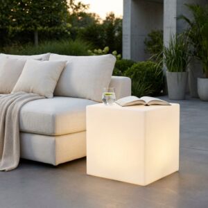 CUBO 40 X 40 X 40 LUMINOSO INDUS CON LED MULTICOLOR E BATTERIA SOLARE