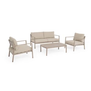 BIZZOTTO set da giardino 4 pezzi SIRIUS Timber con cuscini