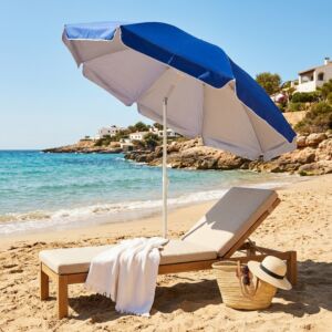 Ombrellone da spiaggia 220 cm blu palo in alluminio