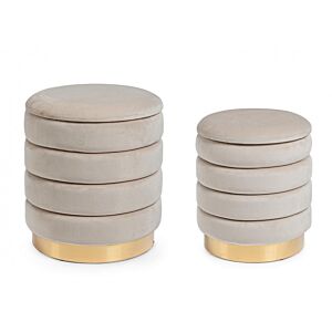 BIZZOTTO SET2 POUF CONTENITORE DARINA BEIGE