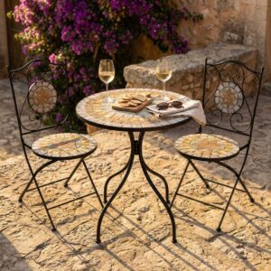 Set da giardino GERAS – 2 sedie e tavolo rotondo Ø 60