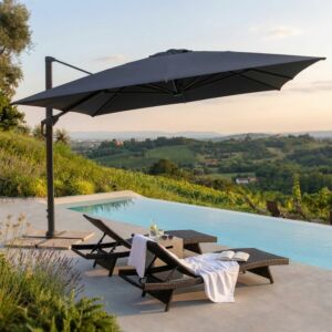 Ombrellone da giardino STEPHENSON 4 × 4 m nero con palo laterale