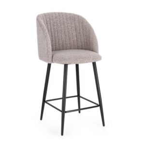 BIZZOTTO QUEEN sgabello imbottito Bouclé Visone con struttura nera
