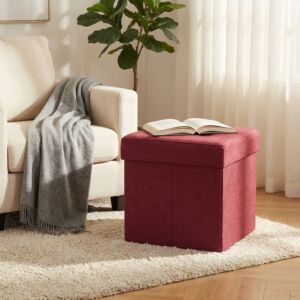 POUF CONTENITORE QUADRATO IN STOFFA BORDEAUX