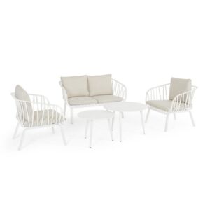 BIZZOTTO set da giardino Nixie bianco 5 pezzi con cuscini
