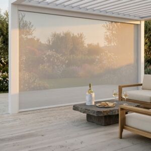 Tenda laterale manuale in tessuto con zanzariera per pergola bioclimatica – lato 3 m – bianco