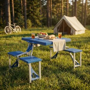 SET TAVOLO PIEGHEVOLE CON 4 SGABELLI