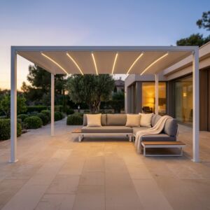 Pergola retrattile motorizzata 3×3 m con illuminazione a LED