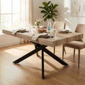 Tavolo allungabile DARREN effetto legno naturale con struttura nera 160/240 × 90
