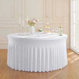 Tovaglia elastica rotonda 150 × 76 cm – bianca – Mobalia