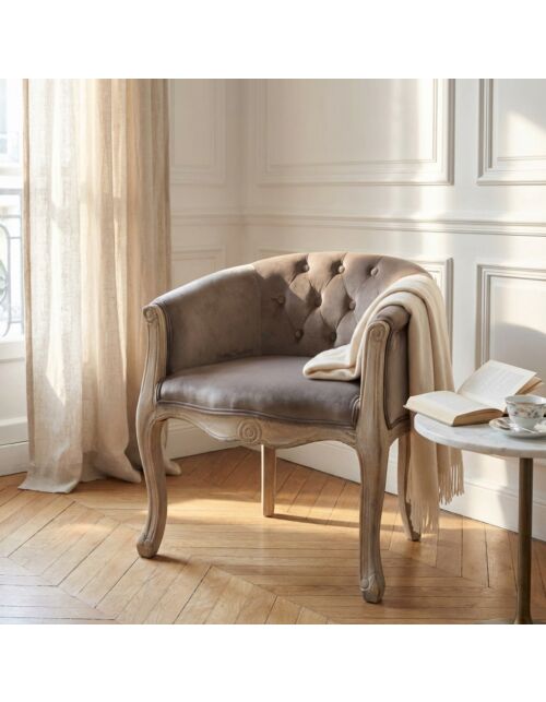 POLTRONA COREEN IN VELLUTO TAUPE