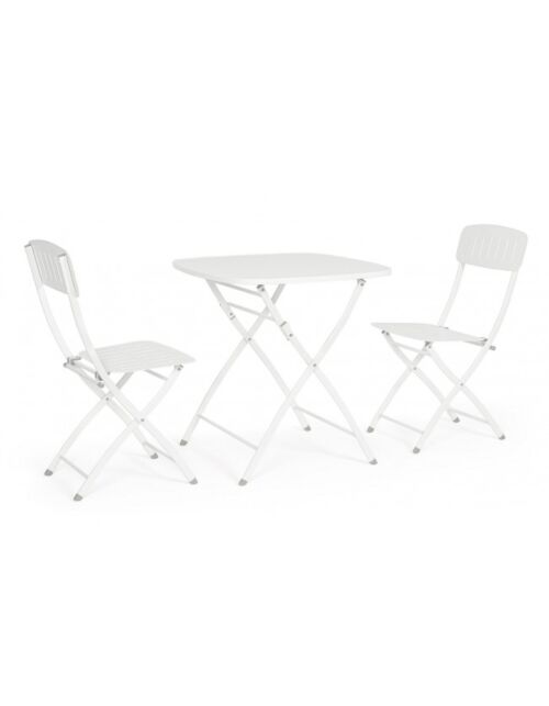 BIZZOTTO Set 3 pezzi bistrot pieghevole YVONNE bianco – in metallo