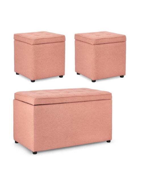 BIZZOTTO set panca e 2 pouf contenitore DERRICK blush
