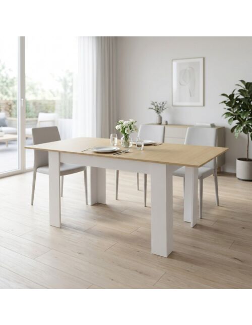 Tavolo da pranzo allungabile ARCHIBALD 120/160×80 – beige/bianco