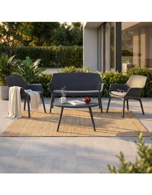 Set lounge da giardino LUXOR 2 posti con cuscini