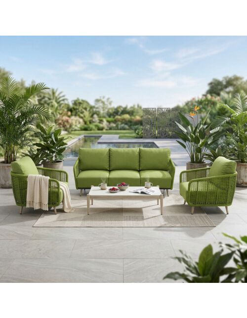 Set salotto da giardino BANES 3 verde con cuscini