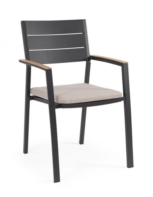 BIZZOTTO Sedia da giardino ZELMAR antracite YK13 con cuscino