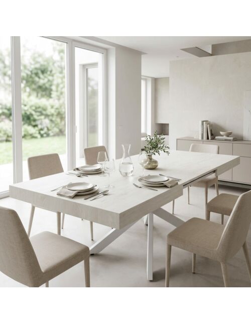 Tavolo allungabile DARREN bianco effetto legno 160/240 × 90 cm