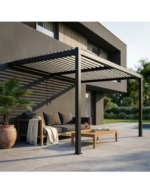 Bioklimatska pergola 3 × 2,5 m prislonjena DGRE
