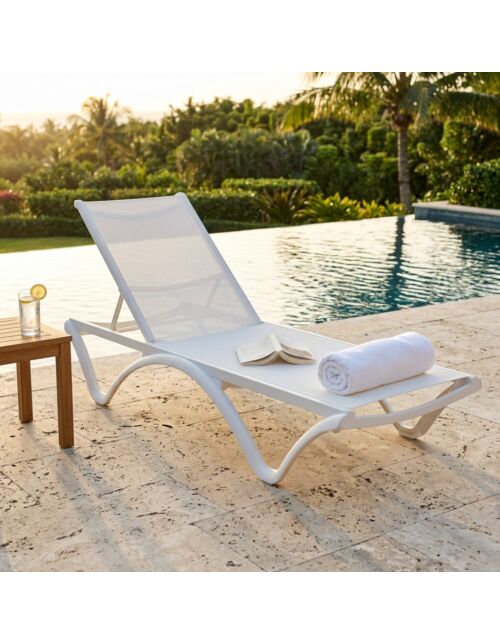 Lettino da giardino / lettino da spiaggia GRANT bianco - impilabile