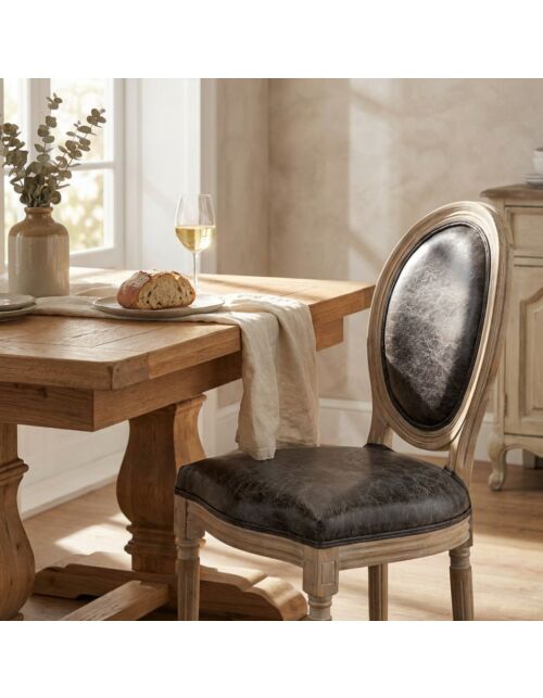 SEDIA CONSTANCE IN ECOPELLE VINTAGE GRIGIO