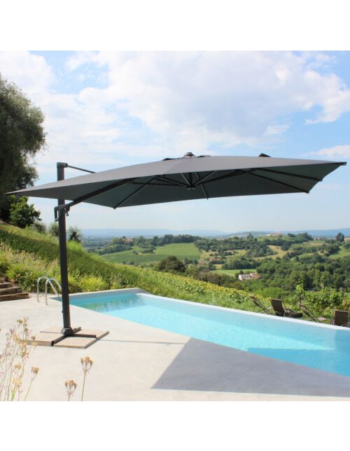 Ombrellone da giardino ACRUX 4 × 4 m nero con tela grigia