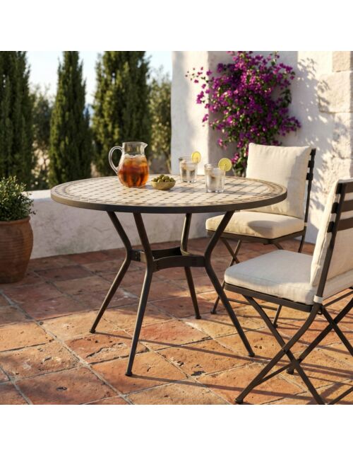 Tavolo da giardino rotondo PROMETEO Ø 110 con piano in ceramica