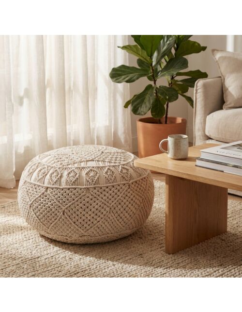 Pouf decorativo ZOUMI bianco