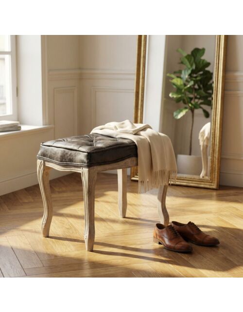 SGABELLO MARLY IN ECOPELLE VINTAGE GRIGIO