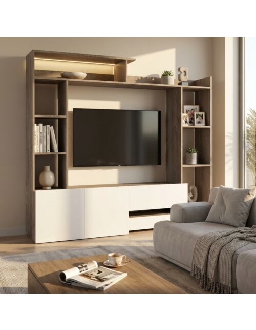PARETE SOGGIORNO ENTRY BIANCO E ROVERE CHIARO