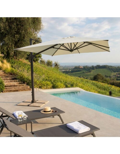 Ombrellone da giardino STEPHENSON 4 × 4 m nero con tela beige