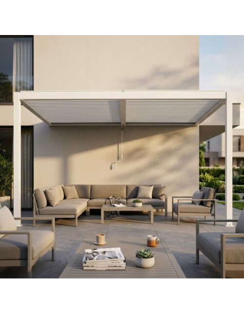 Pergola bioclimatica 4 × 2,5 m addossata
