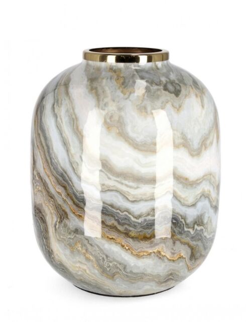 BIZZOTTO VASO MARSHA TO BIANCO GRIGIO ORO H36