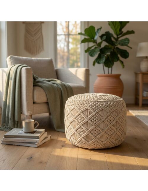 Pouf decorativo TRIPOLI bianco