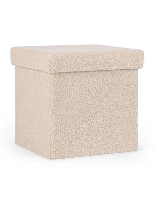 Pouf contenitore BIZZOTTO JORIS in tessuto bouclé, beige