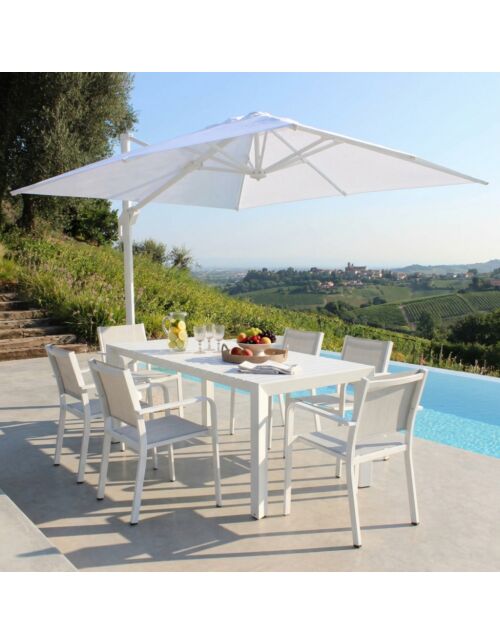 Ombrellone da giardino STEPHENSON 3 × 4 m bianco con tela bianca
