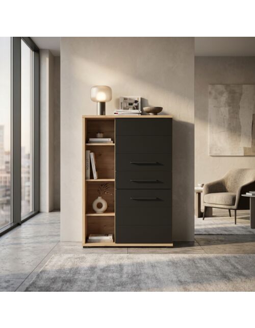 11011473 VETRINA LUSITANIA ROVERE ARTIGIANO E NERO