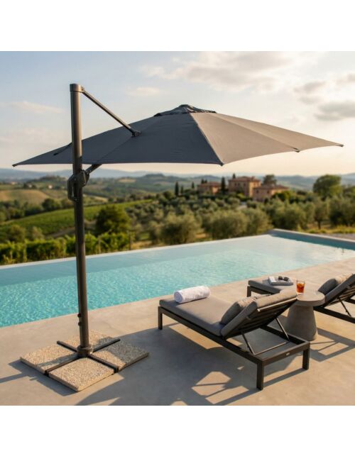 Ombrellone da giardino STEPHENSON 3 × 3 m nero con tela nera