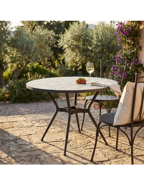 Tavolo da giardino rotondo ZEFIRO Ø 110 con piano in ceramica