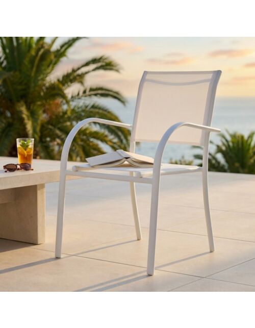 Sedia da giardino STAMFORD con braccioli impilabile – bianco (BIAN)
